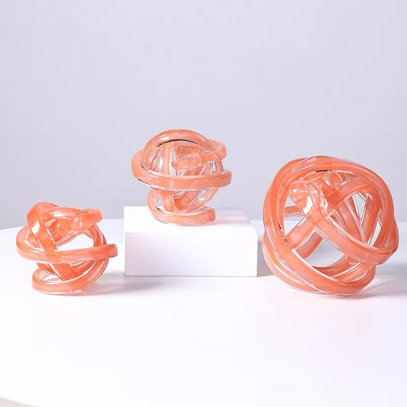 Handmade Glass Knot Figurine — Twisted Ball Decorative Ornament