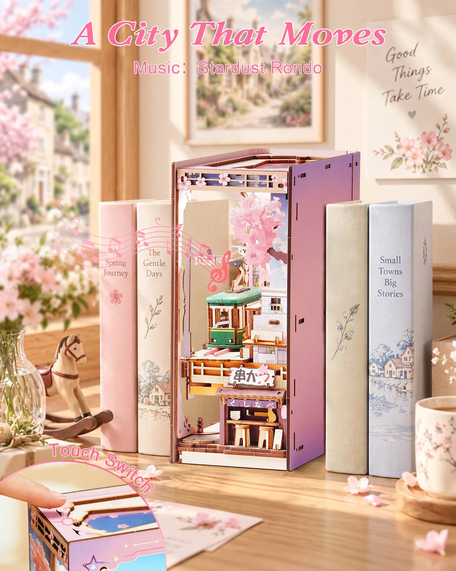ROKR Wooden Book Nook Kit — Strolling in The Sunshine 3D Puzzle