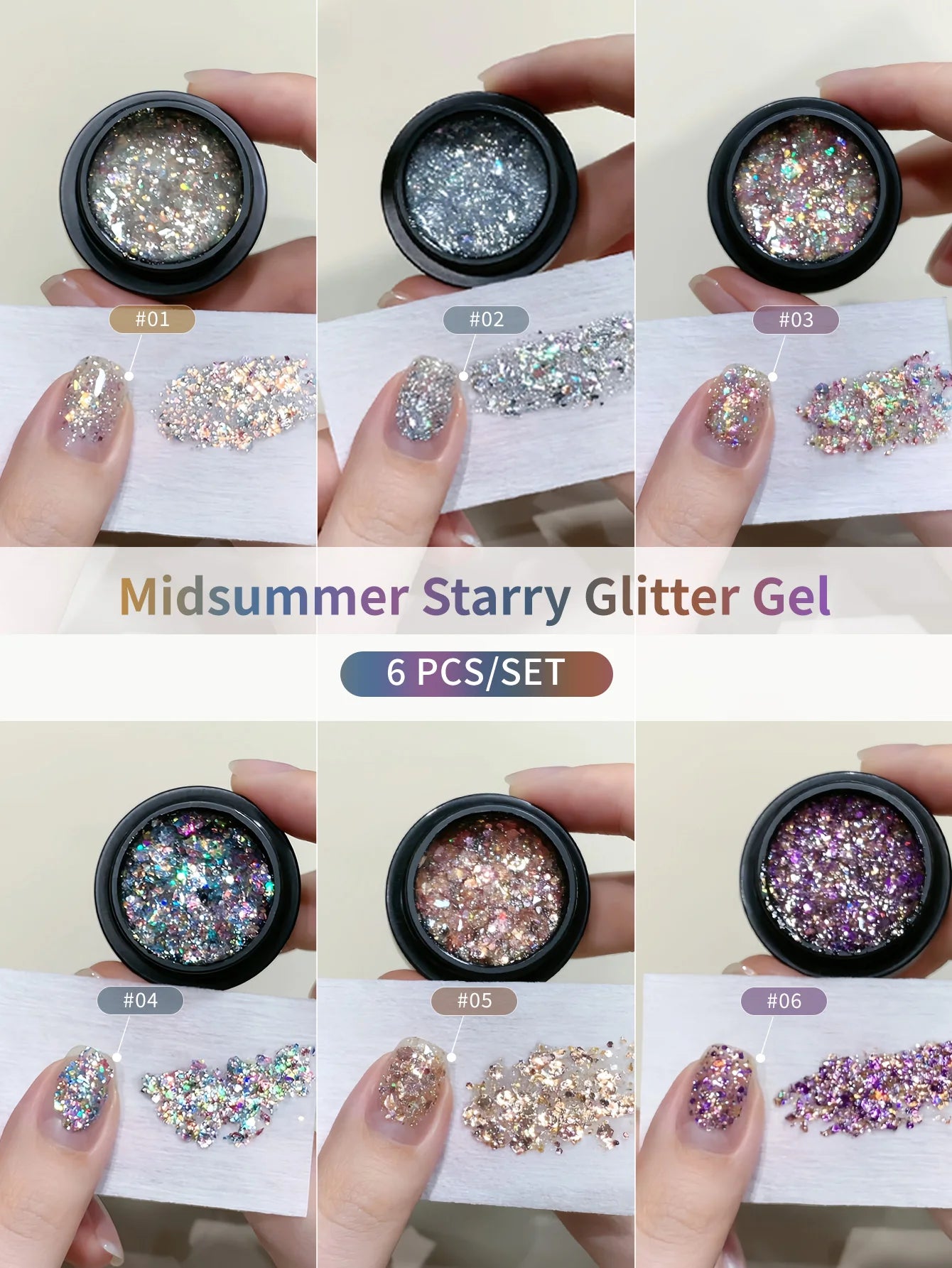 Chrome Platinum Glitter Gel Polish Kit — Shiny UV LED Soak Off Manicure Set