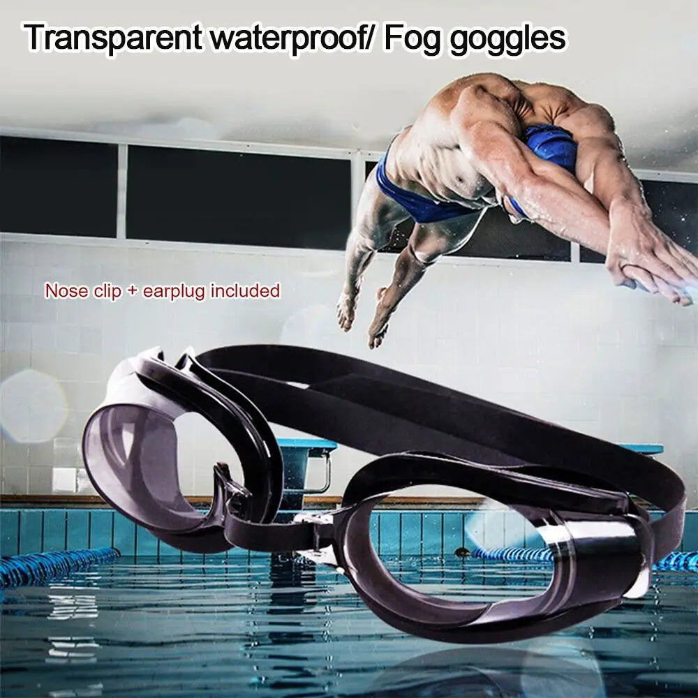 Anti-Fog Swimming Goggles — UV Protection Eyewear with Earplugs