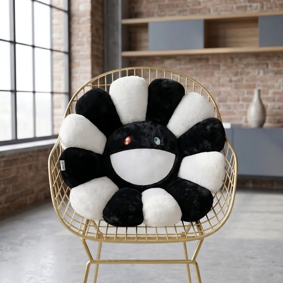 Kawaii Sunflower Stuffed Cushion Doll Flower Cute Smile Rainbow Sunflower Decorative Pillow Plush Toy Office Back Cushion Gift
