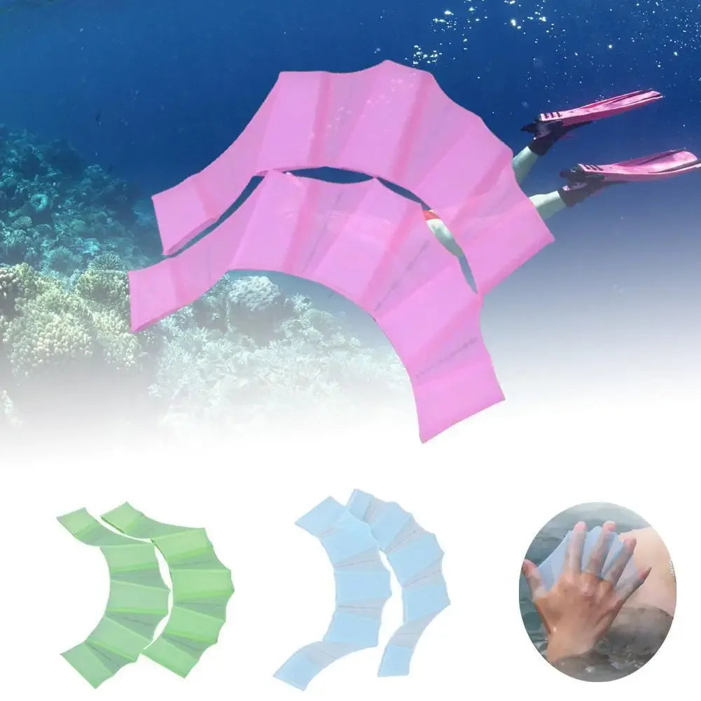 Silicone Swimming Hand Paddles — Training Webbed Gloves for Swimmers