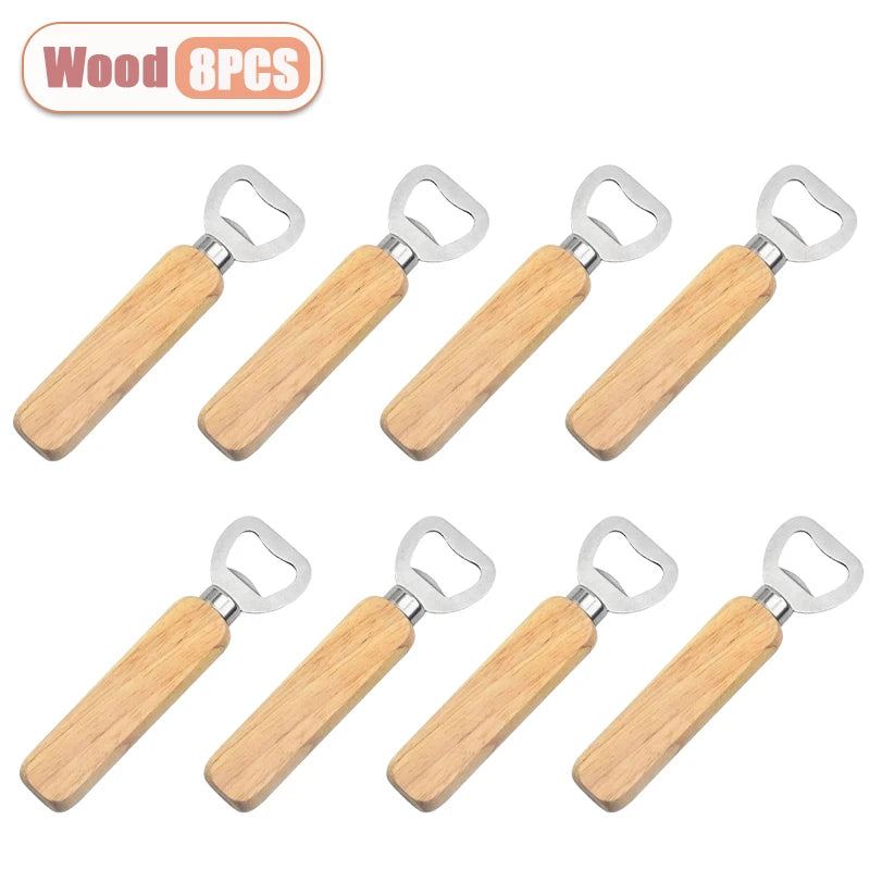 Stainless Steel and Wood Bottle Opener — Durable Manual Kitchen Tool