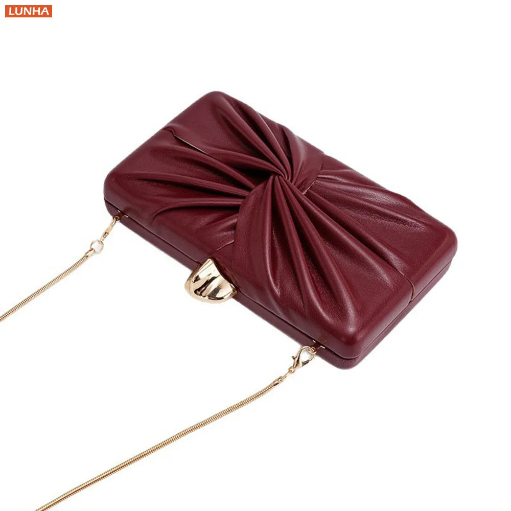 LUNHA Women's Evening Clutch Bag — Elegant Knot Design with Chain Strap