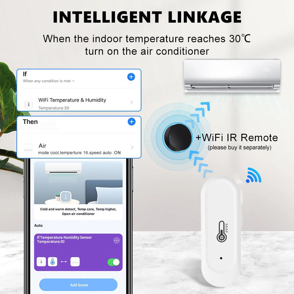 ONENUO Smart WiFi Temperature and Humidity Sensor — Waterproof Indoor/Outdoor Monitor