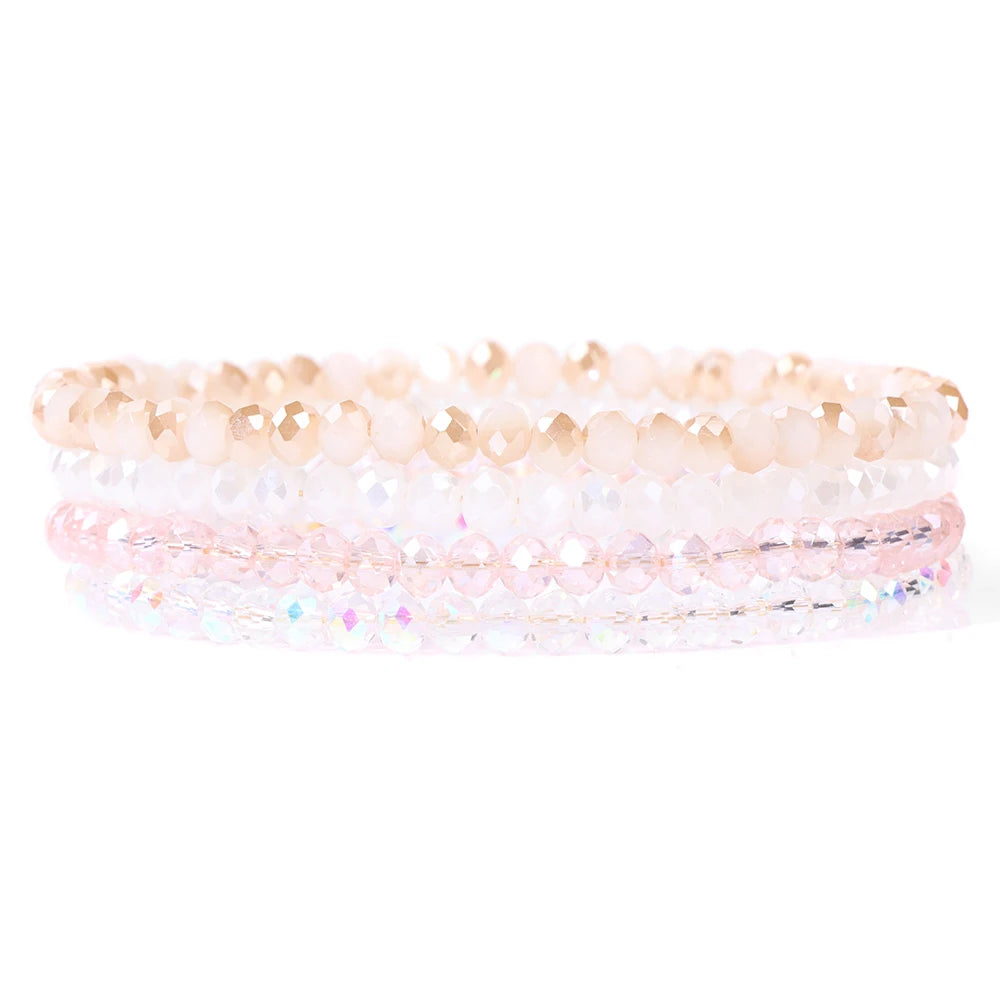 vinswet Crystal Bead Bracelet Set — Elegant Gold Tone Jewelry for Women