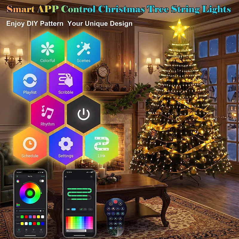 MIMIRGB Smart RGB LED Christmas Tree Lights — App Controlled & Music Sync