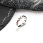 Sterling Silver Rainbow Star Ring — Vibrant Enamel Statement Band