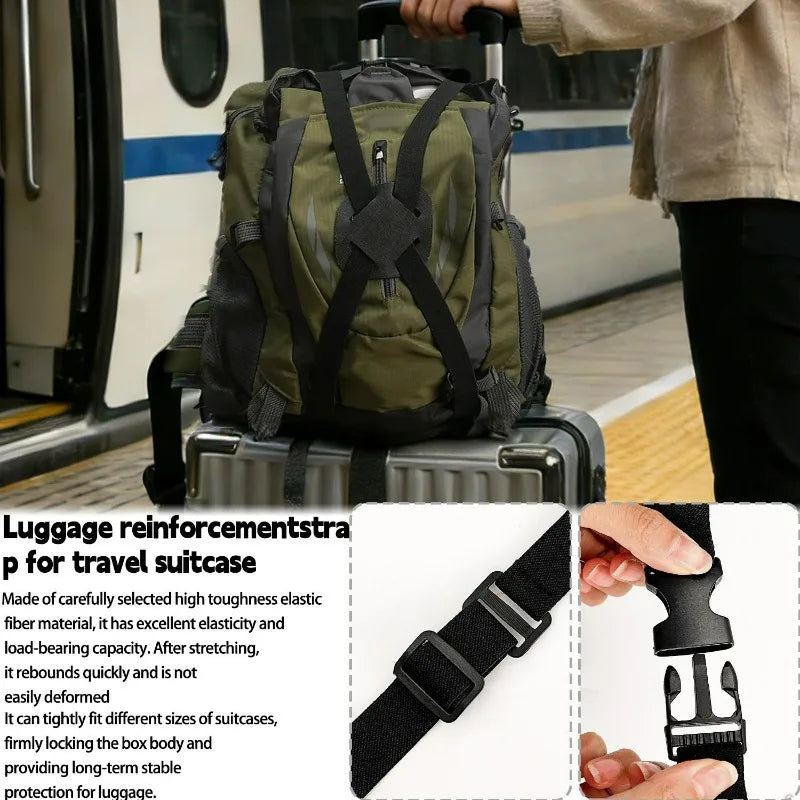 Adjustable Travel Luggage Strap — Heavy Duty Elastic Suitcase Belt