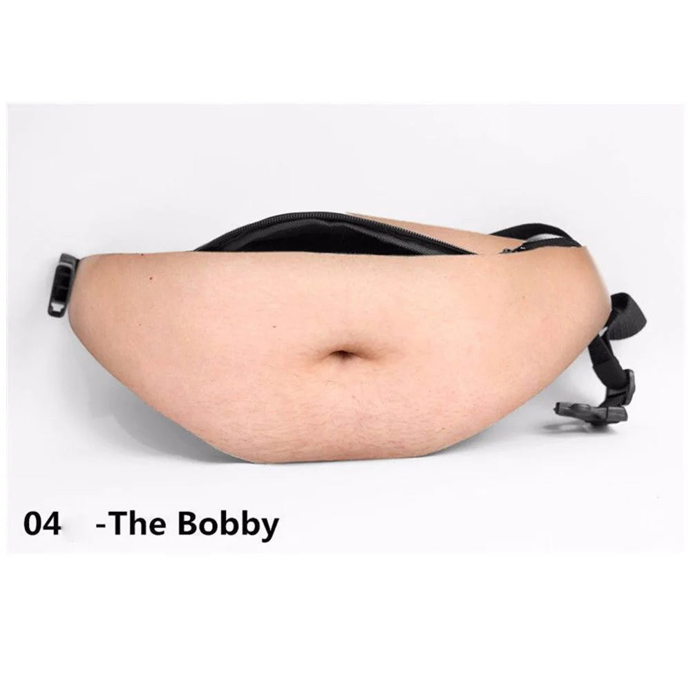 Funny Realistic Belly Waist Bag — Novelty Hip Pack for Parties and Travel