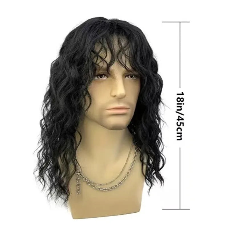 18 Inch Synthetic Wavy Wig — Black and White Long Hair for Cosplay