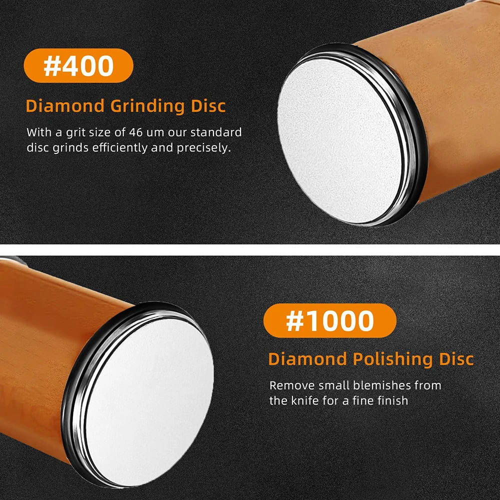Rolling Knife Sharpener — Double Sided Diamond Stone with Magnetic Angle