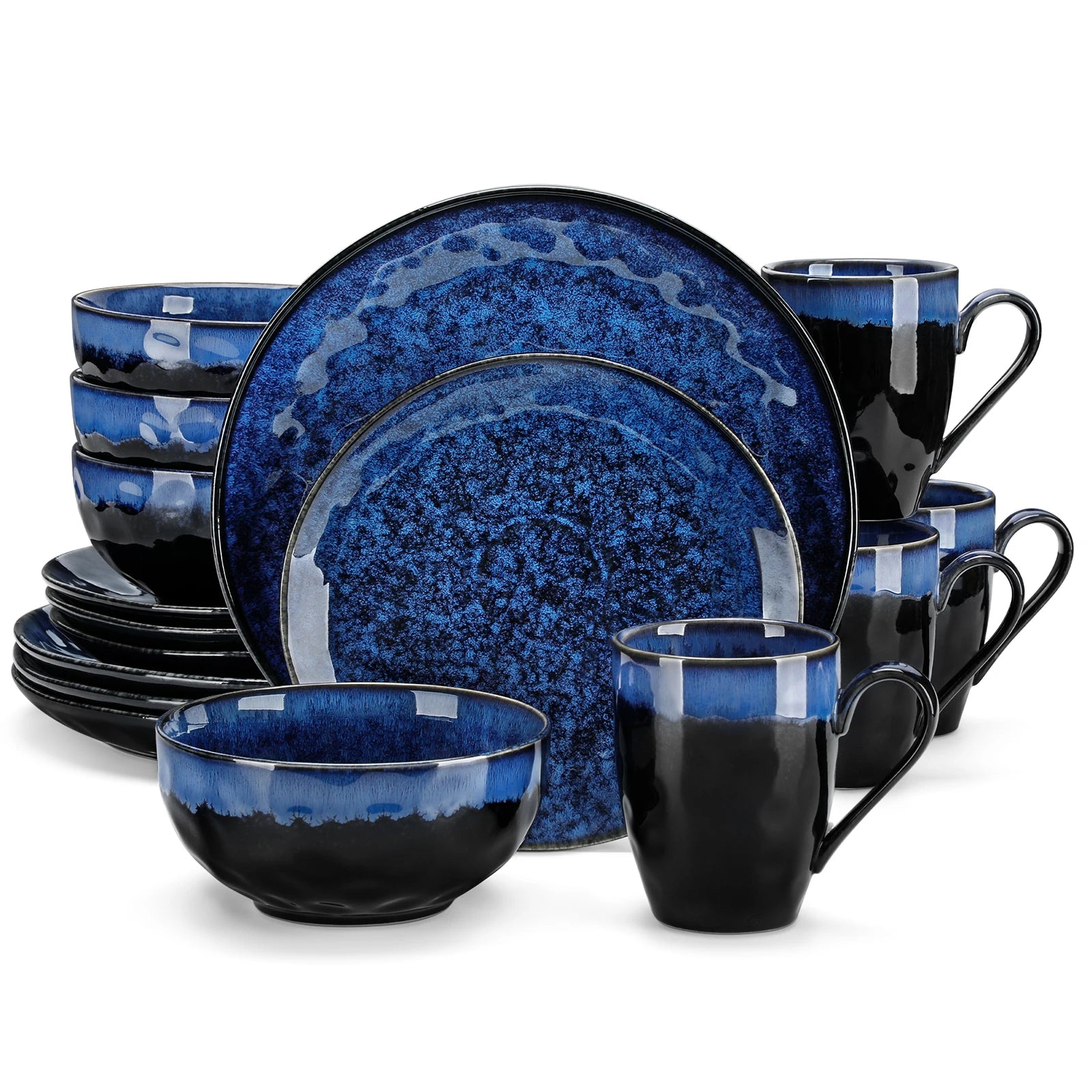 MALACASA Starry Blue Dinnerware Set — Elegant Ceramic Tableware Collection