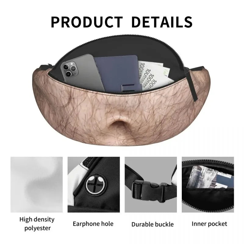 Novelty Fake Belly Waist Bag — Funny Prank Fanny Pack for Parties