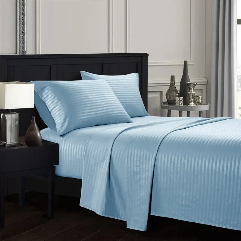 mystybloom Embossed Brushed Stripe Bedding Set — Soft Textured Sheet Collection