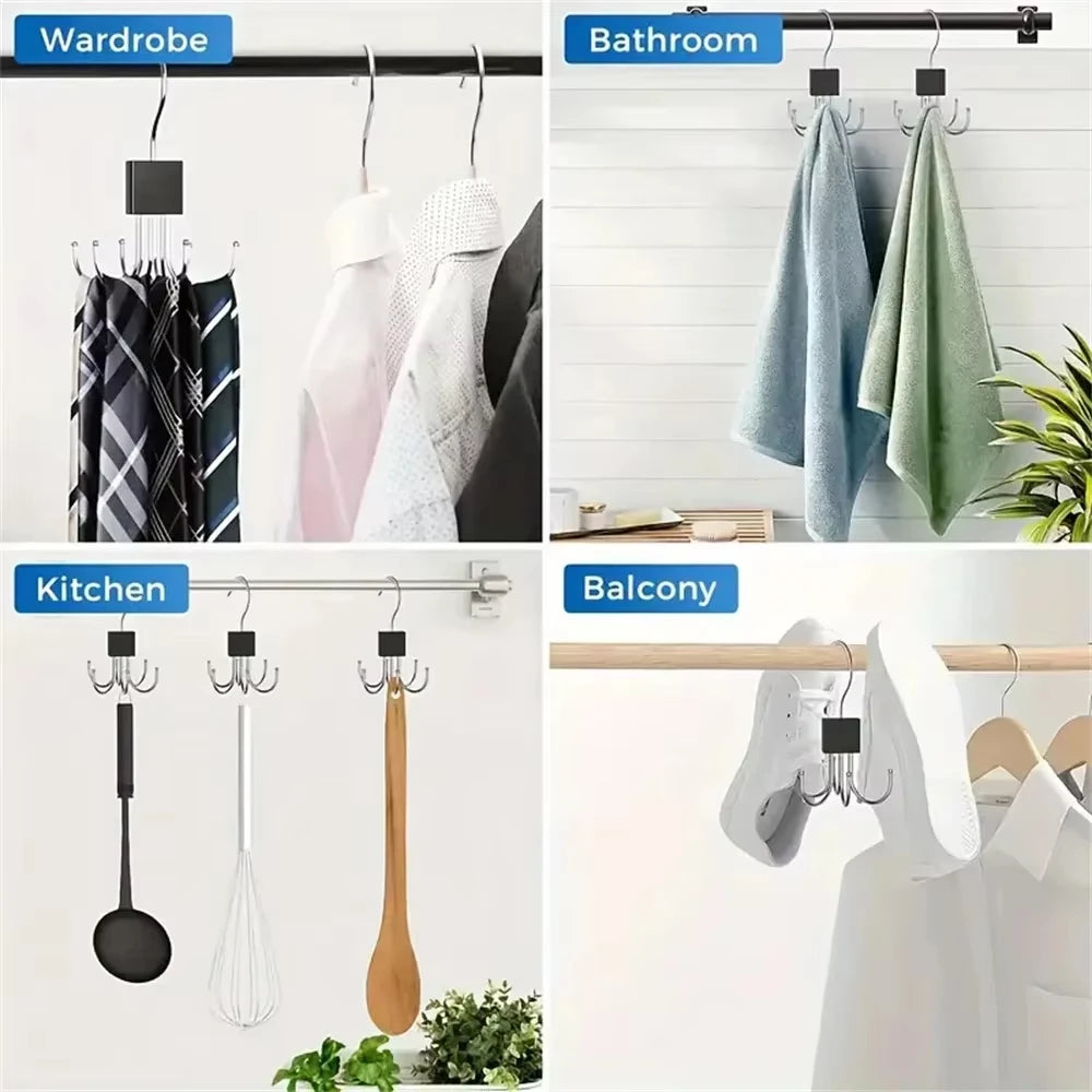 Rotating Multi Claw Hanger — Space-Saving Metal Hook Organizer