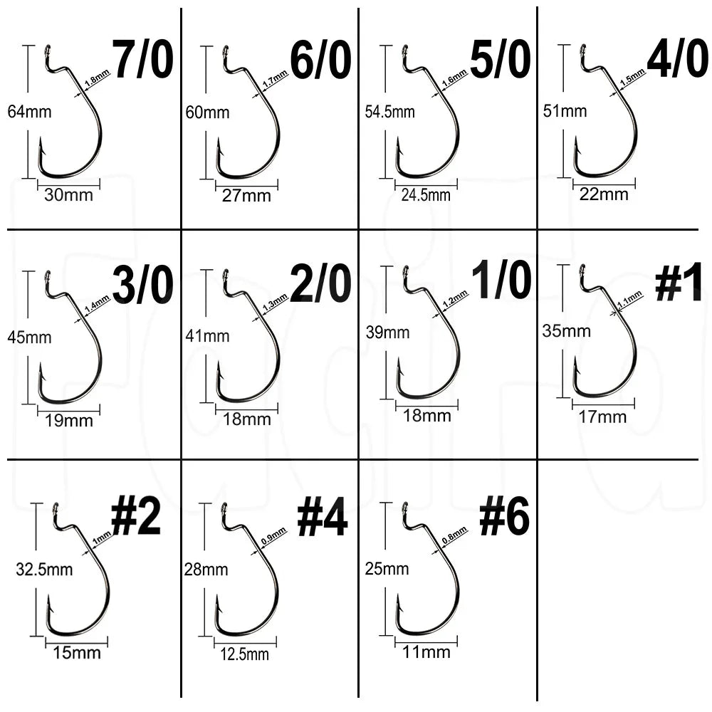 facifa Wide Gap Worm Fishing Hooks — High Carbon Steel Lures with Storage Box