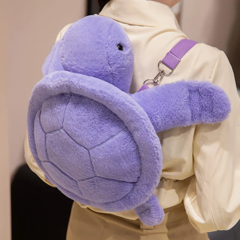 BABIQU Colorful Turtle Plush Backpack — Soft Sea Animal Stuffed Toy Bag