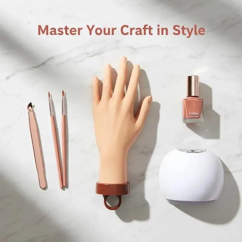 Professional Nail Practice Hand — Training Mannequin with Desktop Bracket