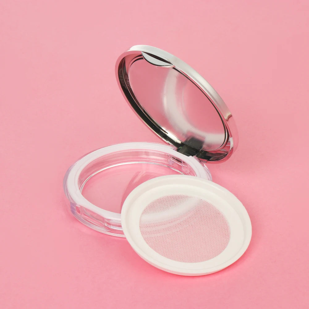 Portable Loose Powder Compact — Refillable Makeup Case with Mirror