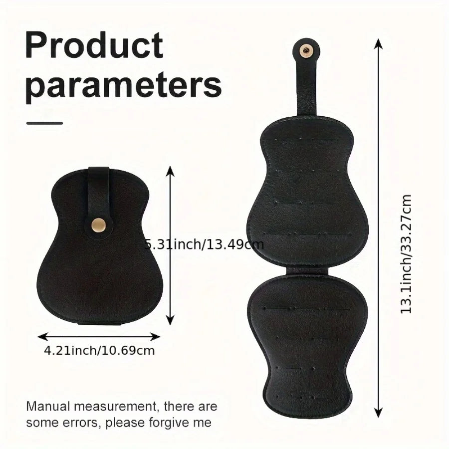 Guitar Shape Pick Storage Bag — Leather Pouch for 18 Picks