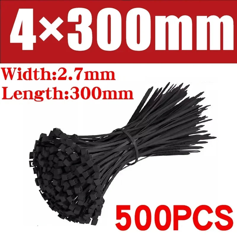 Nylon Cable Tie Set — Self-Locking Plastic Zip Wraps for Wire Management