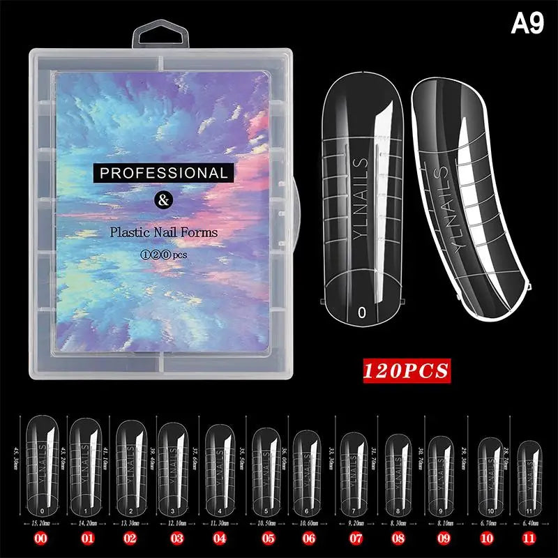 AQTOCNA Dual Form Nail Extension Tips — 120 Piece Quick Building Mold Set