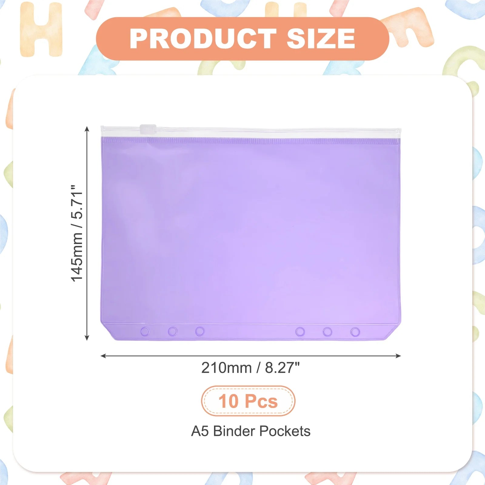 Multicolor Zipper Binder Pockets — Waterproof A5 & A6 Plastic File Folders