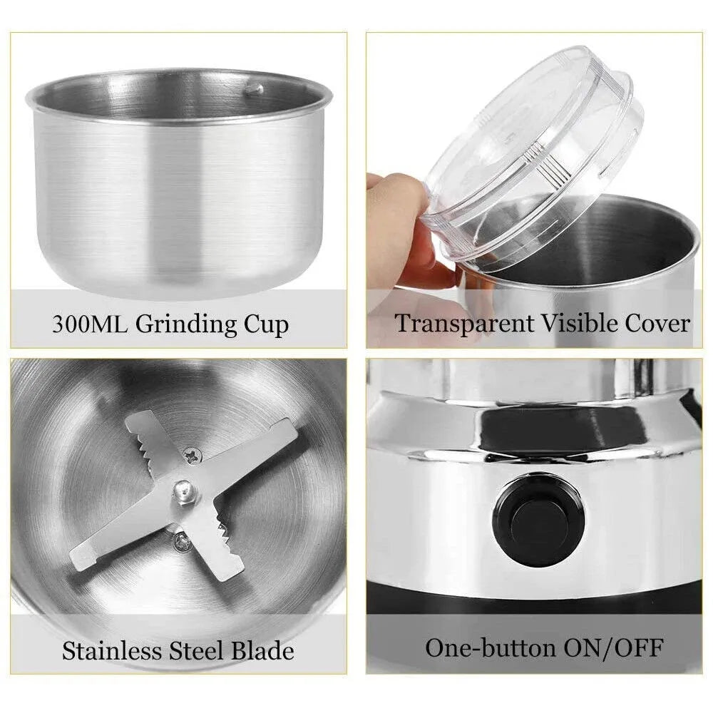 Electric Coffee Bean Grinder — Stainless Steel Spice and Nut Crusher