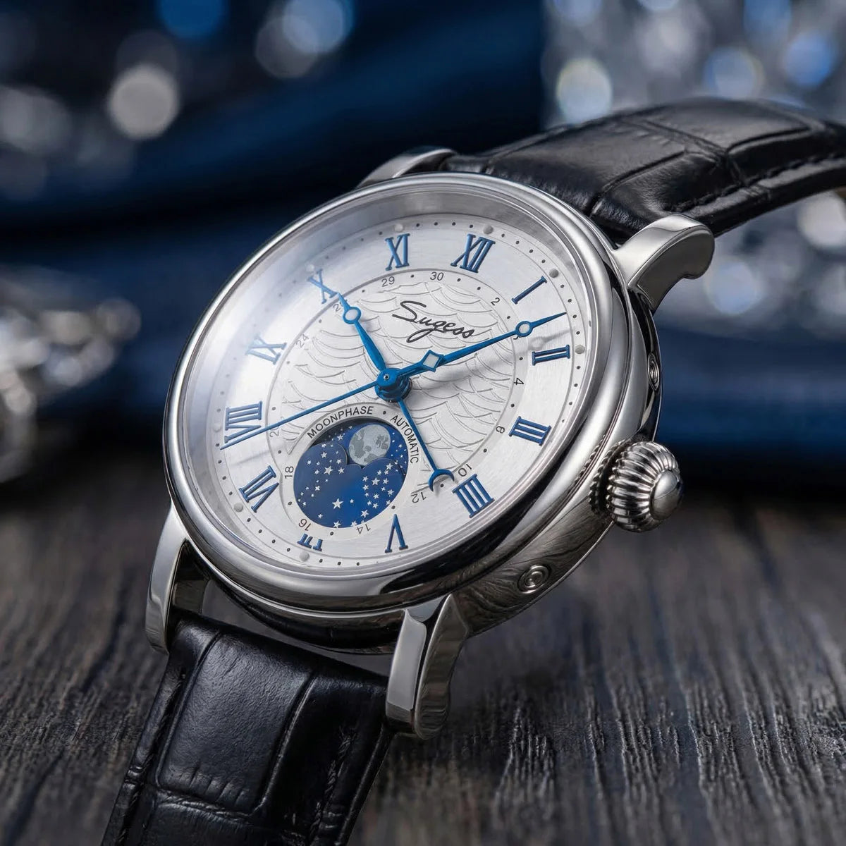 SUGESS Automatic Mechanical Moonphase Watch — Elegant Business Timepiece