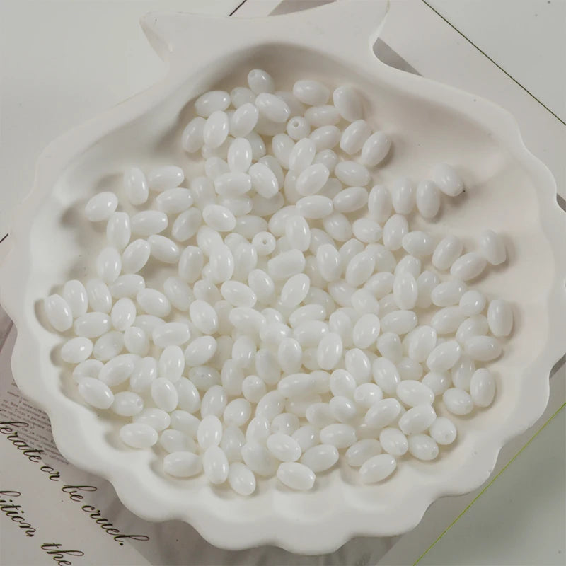 Oval Glass Rice Spacer Beads — Solid Color Jewelry Making Supplies