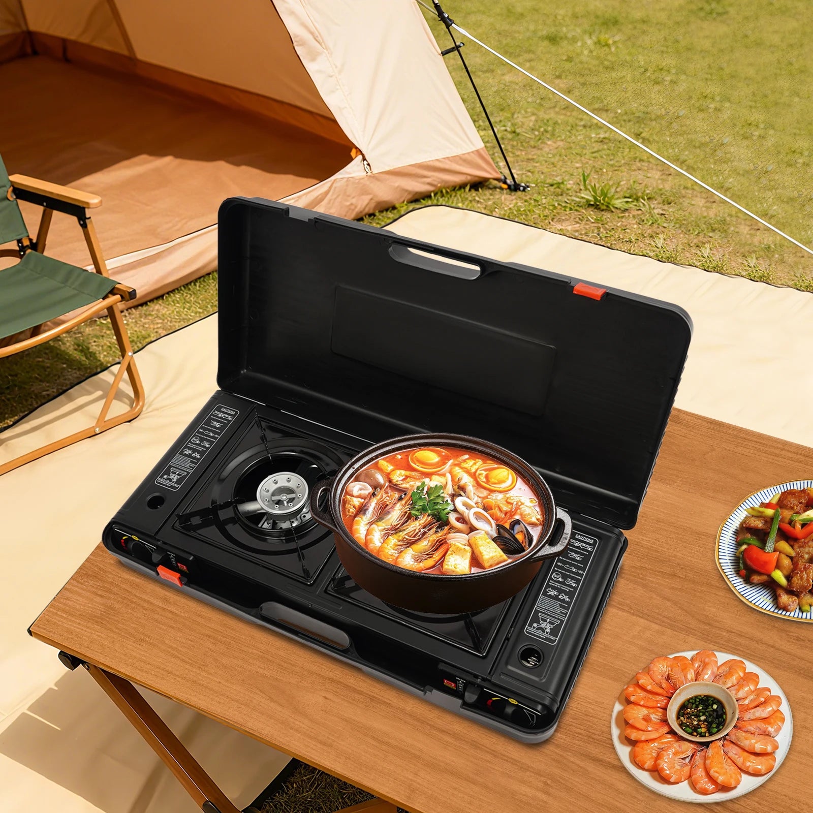 Double Burner Portable Gas Stove — High Power Camping Cooktop with Case