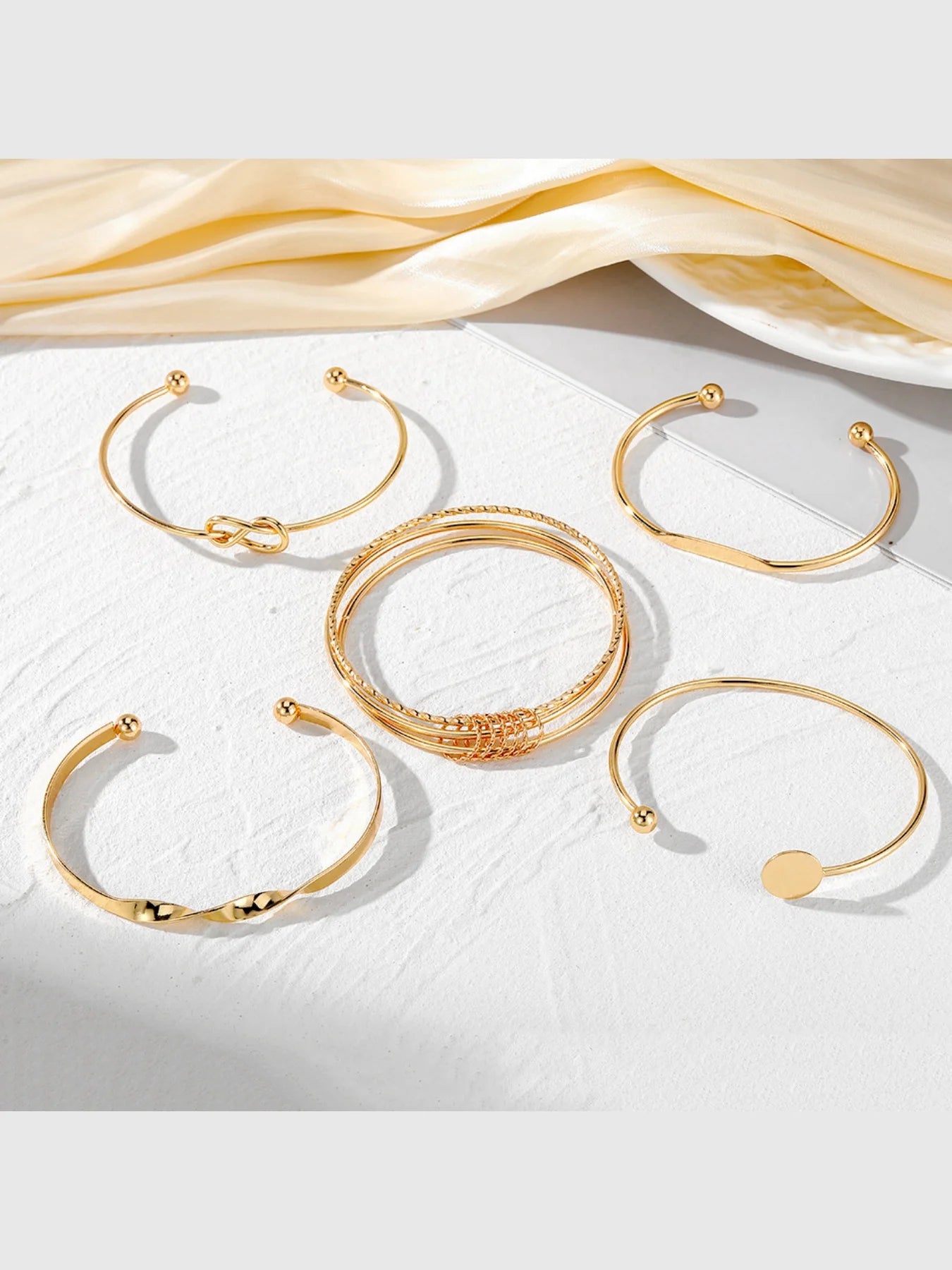Adjustable Bangle Set — 5pcs Elegant Twist Jewelry