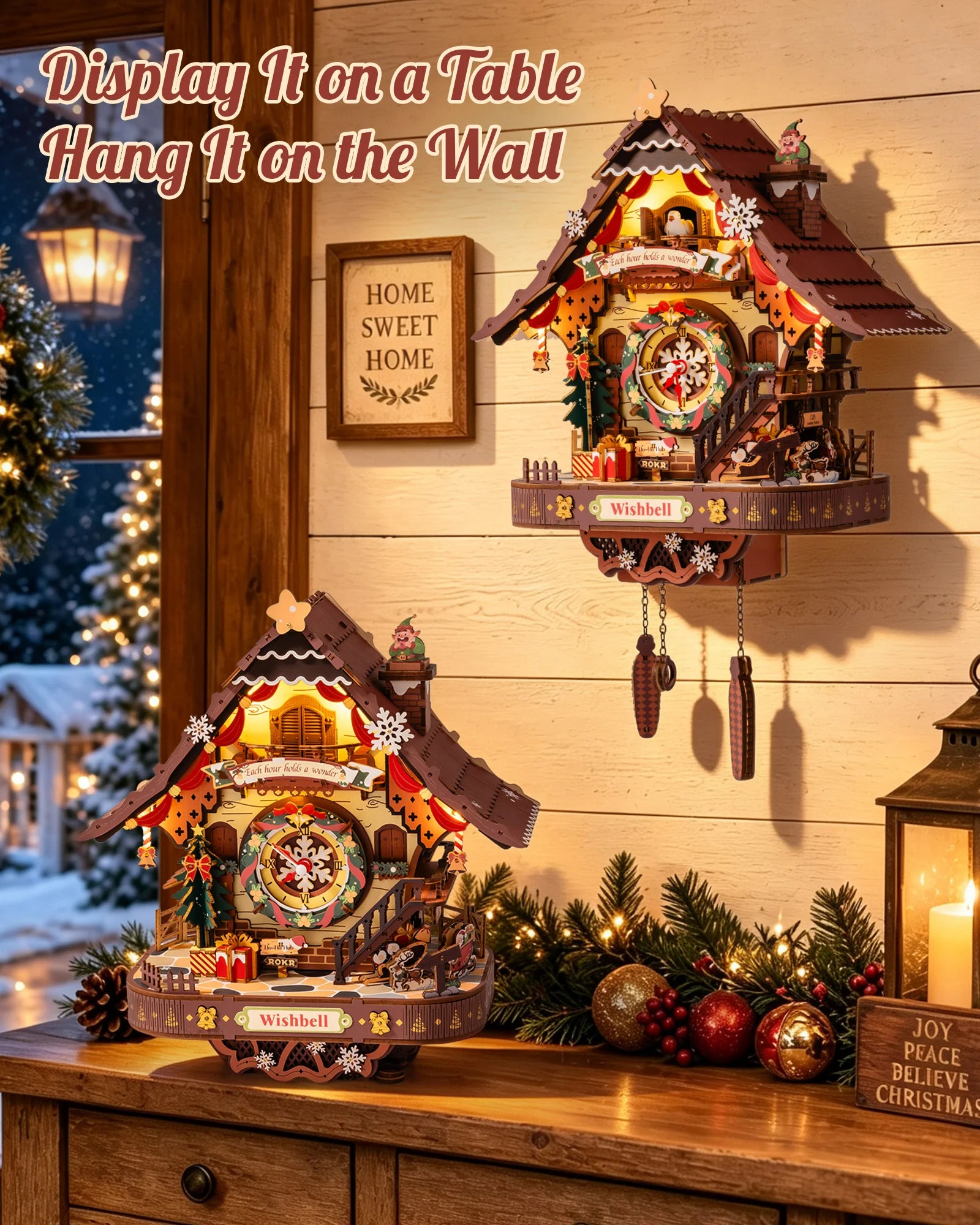 ROKR Christmas Cuckoo Clock — 3D Wooden Mechanical Model Kit