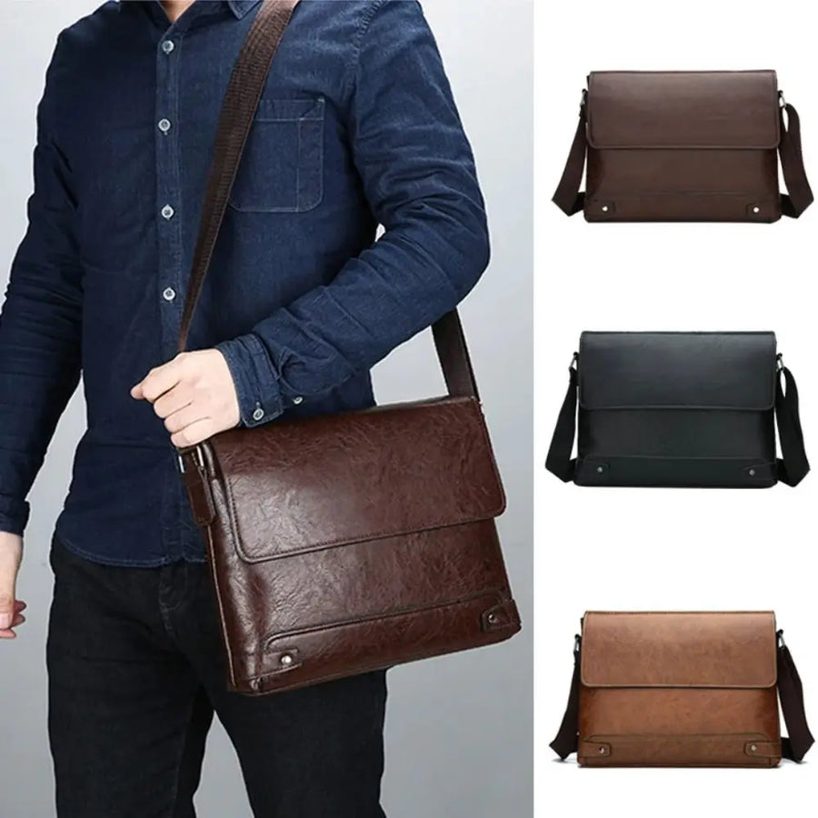 Men's PU Leather Business Briefcase — Professional Laptop Messenger Bag