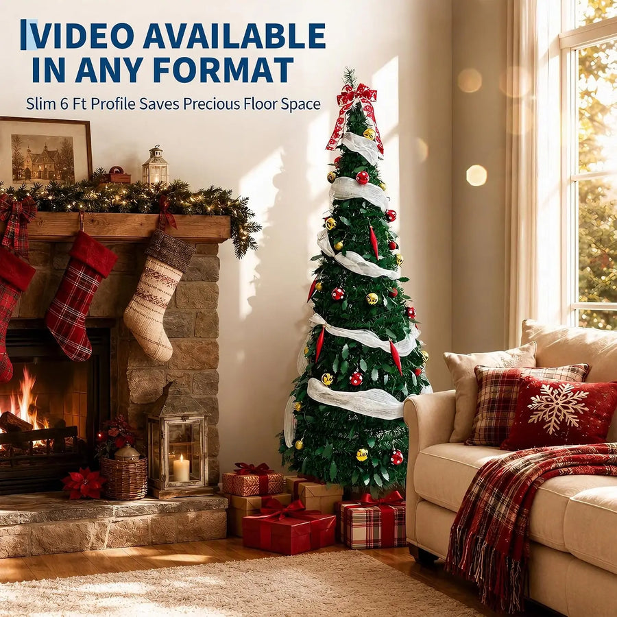 Garvee 6ft Pop Up Christmas Tree — Pre-Lit Festive Decor with Multi-Mode Lights