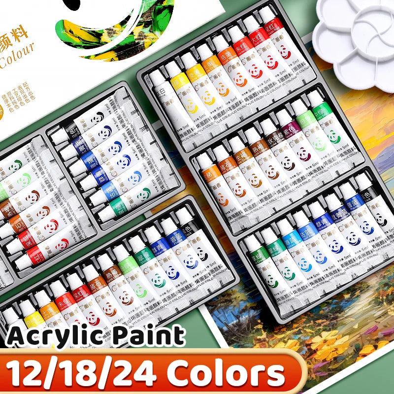 Vibrant Acrylic Paint Set — Waterproof Pigments for DIY Crafts and Canvas