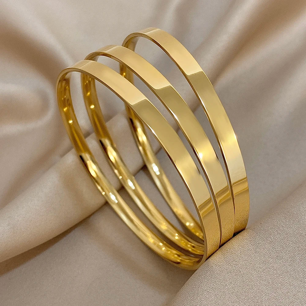 Slavena 18K Gold Plated Bangle Set — Waterproof Stainless Steel Jewelry