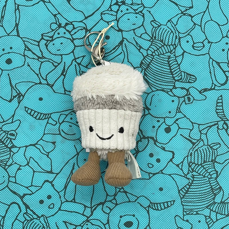 Assorted Plush Keychain Charm — Cute Animal & Food Backpack Pendant