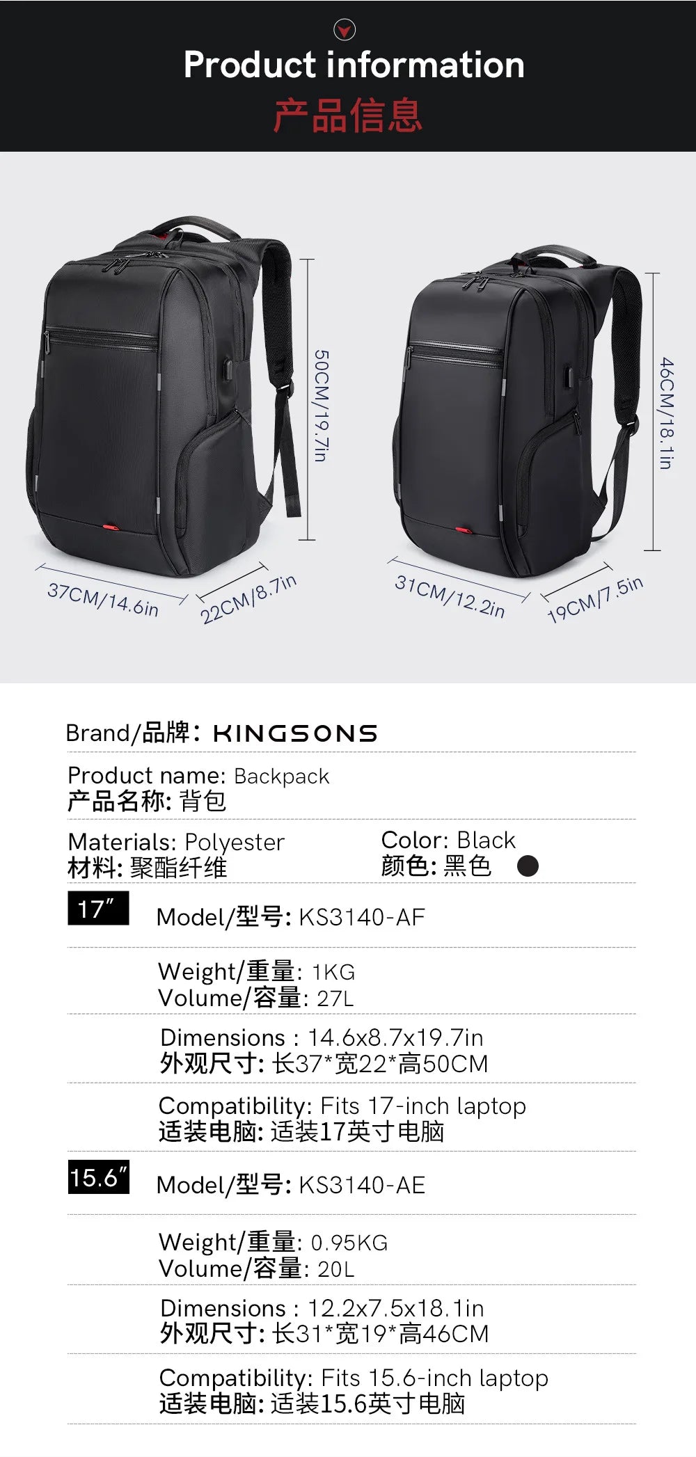 OZUKO Laptop Backpack — Anti-Theft Travel Bag for Men and Students