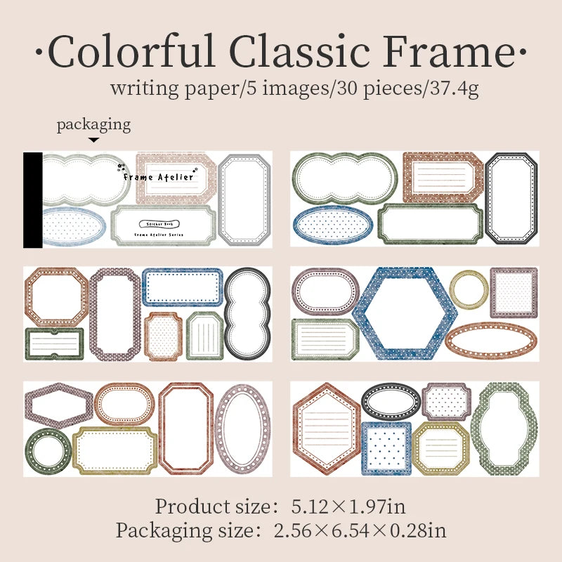 Vintage Border Frame Sticker Kit — 30 Pcs Large Scrapbooking Supplies