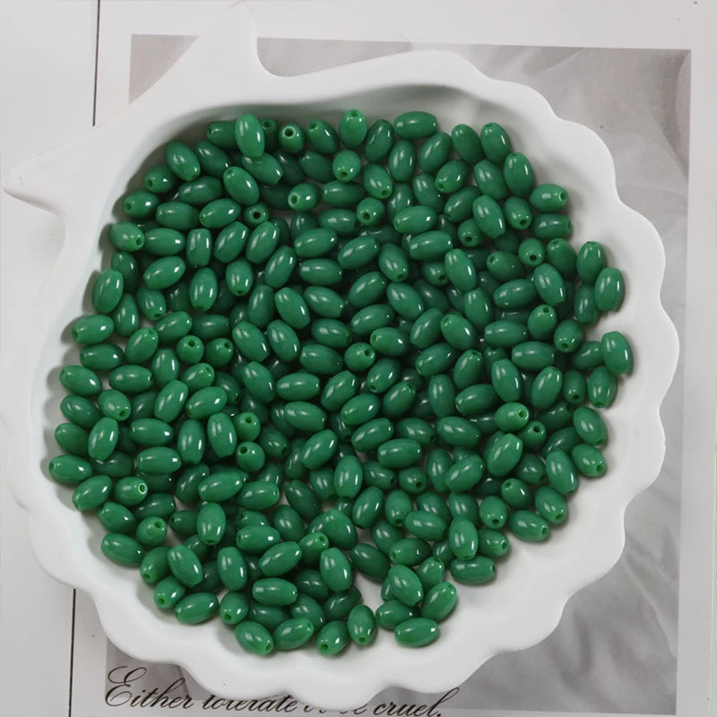 Oval Glass Rice Spacer Beads — Solid Color Jewelry Making Supplies