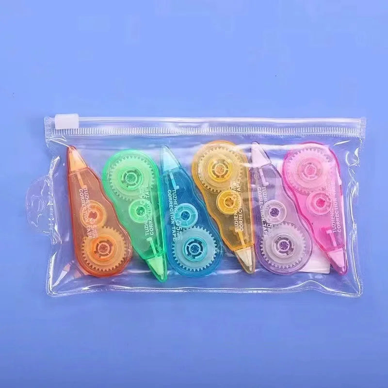 6-Piece Correction Tape Set — Cute Mechanical Design for School & Journaling