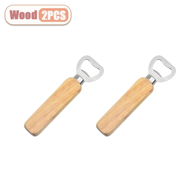 Stainless Steel and Wood Bottle Opener — Durable Manual Kitchen Tool