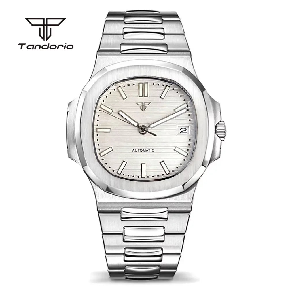 tandorio Square Automatic Watch — 40mm Stainless Steel Mechanical Wristwatch