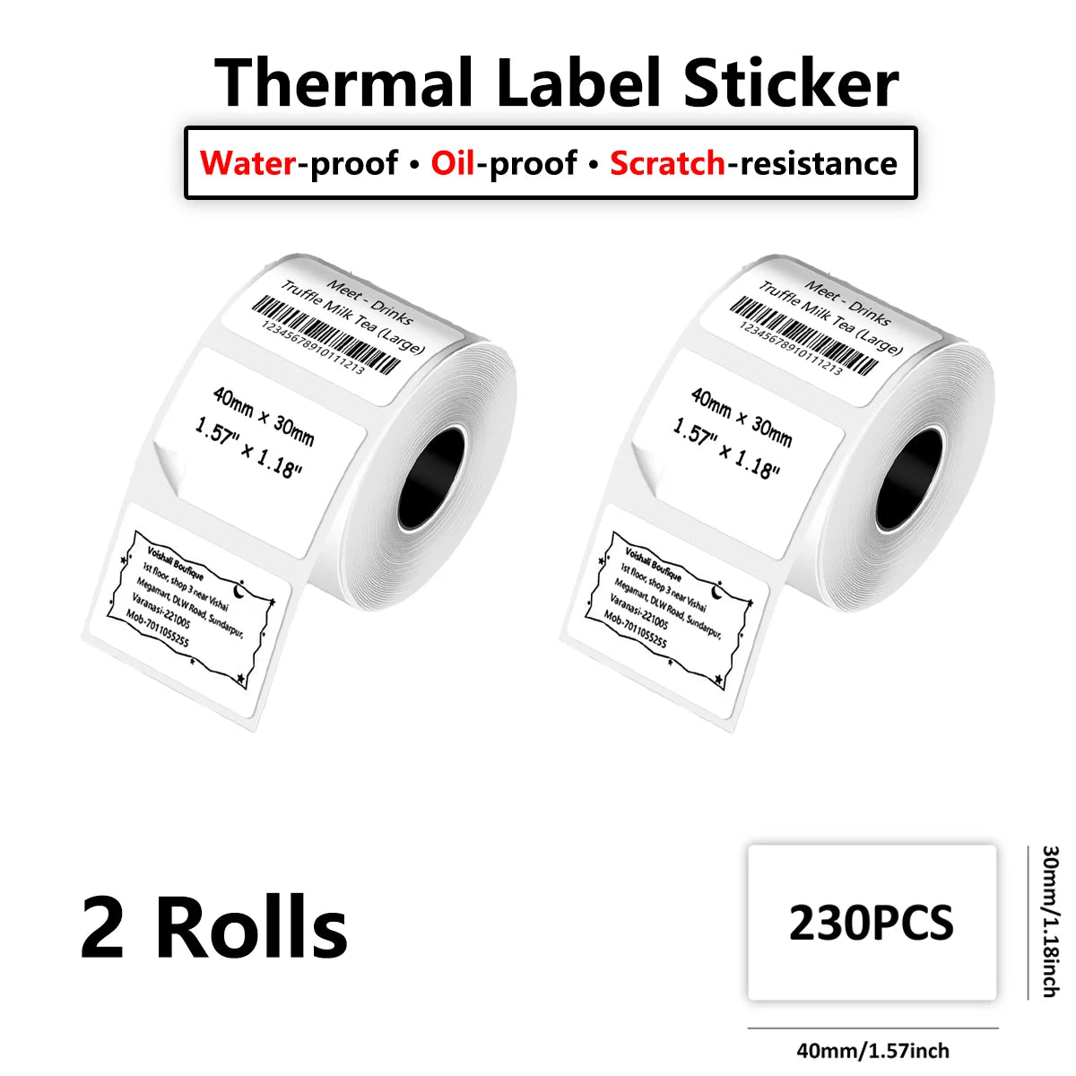 White Square Label Rolls — Versatile Adhesive Paper Stickers