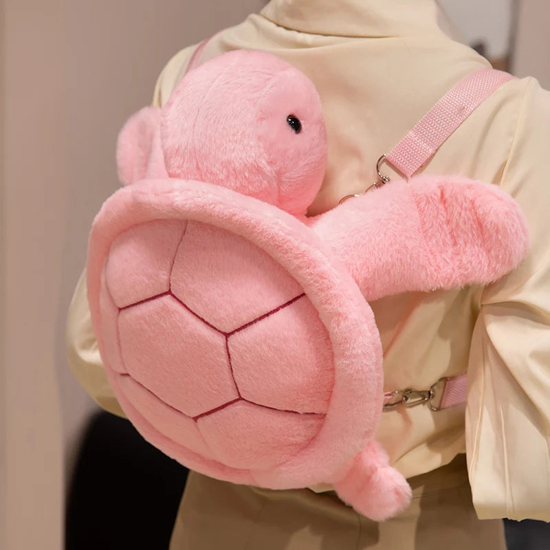BABIQU Colorful Turtle Plush Backpack — Soft Sea Animal Stuffed Toy Bag
