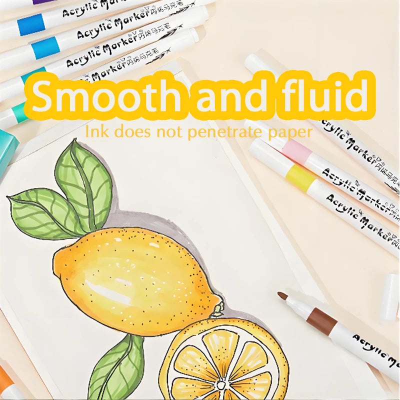 Acrylic Brush Marker Set — Liquid Ink Art Pens with Portable Case