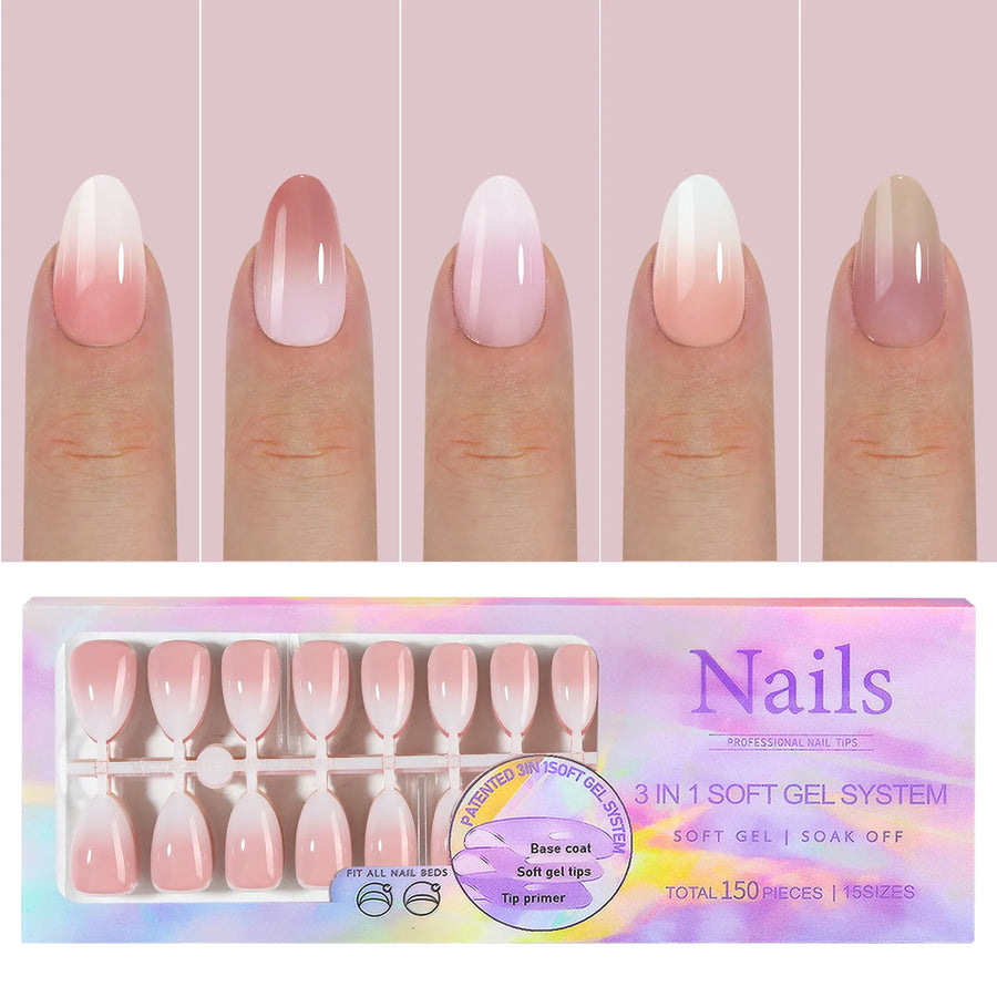 French Tip Soft Gel Nail Tips — 150 Piece DIY Press On Set