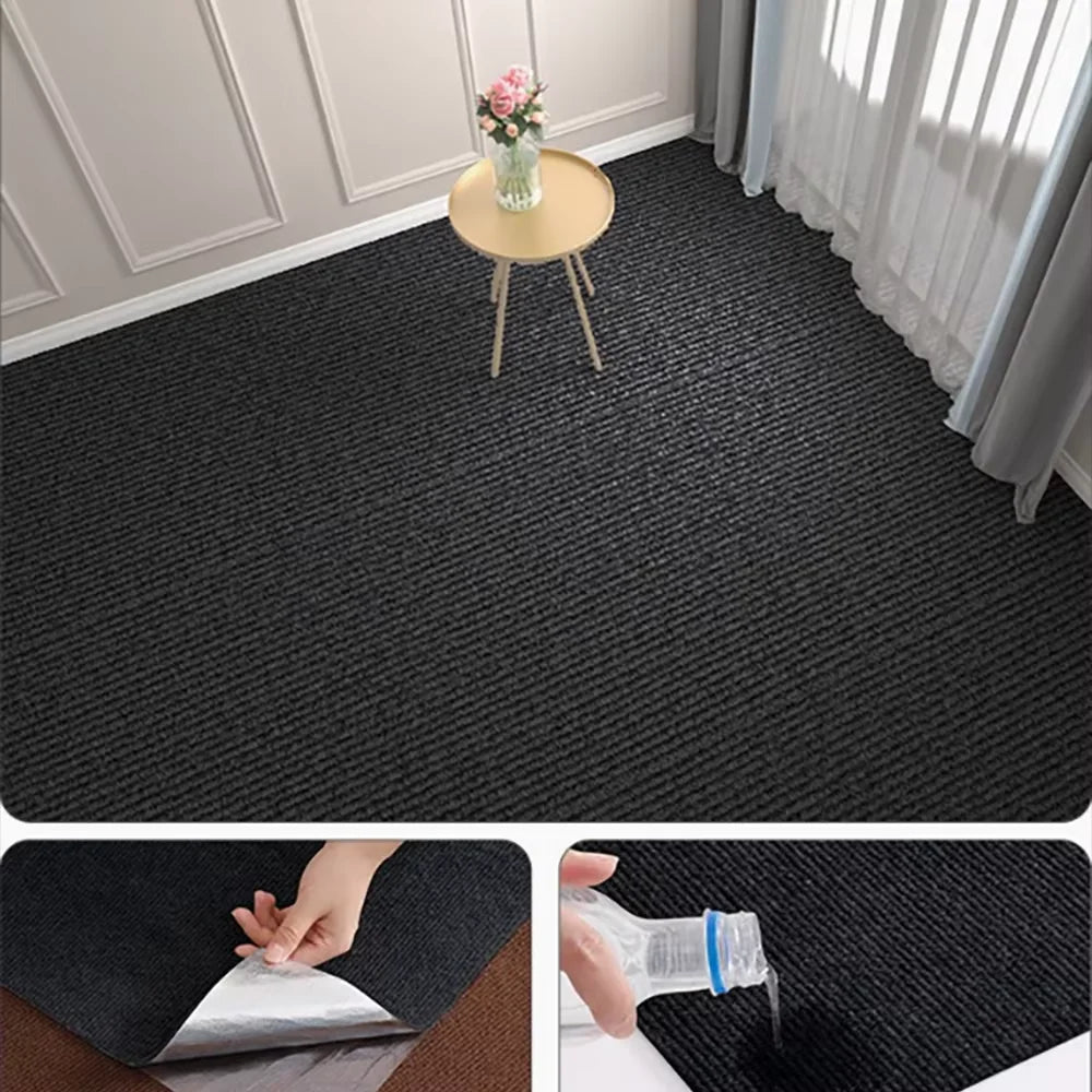 Self-Adhesive Solid Color Area Rug — Water Absorbent Floor Mat for Home